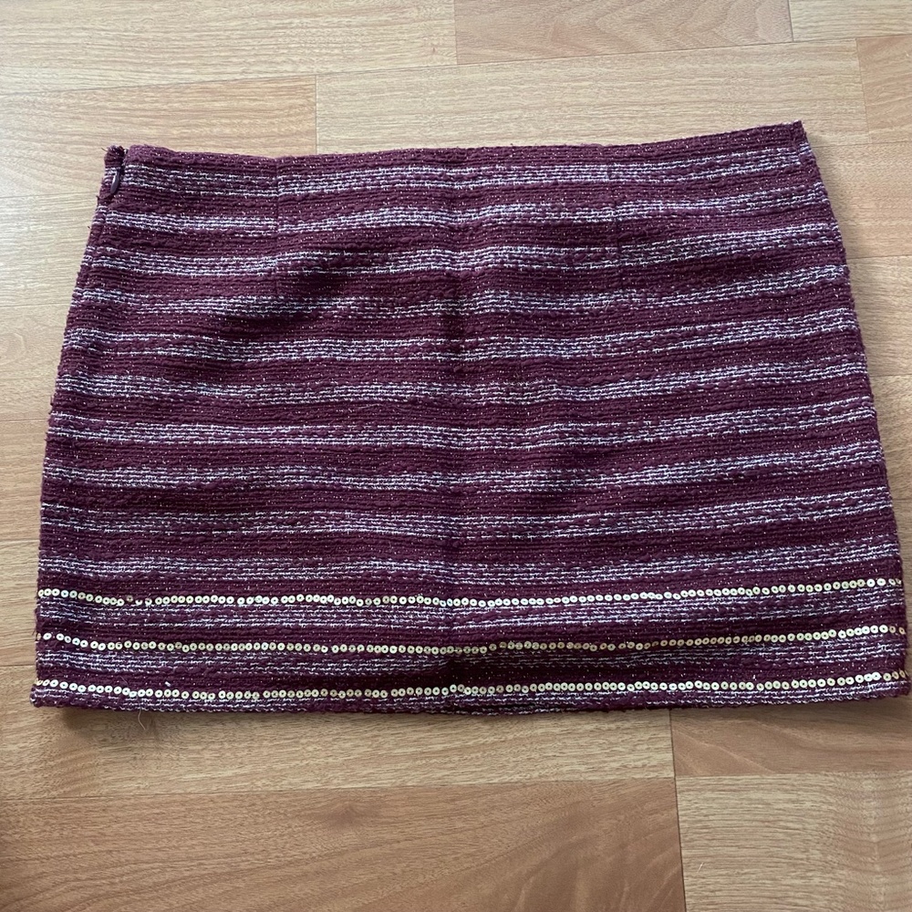 Abercrombie & Fitch Burgundy Tweed Mini Skirt - Picture 4 of 5